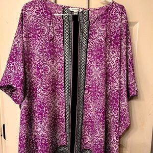 Croft&Barrow•Women’s Plus Size Linen Drape Top•Size 3x•Purple, Black, and White